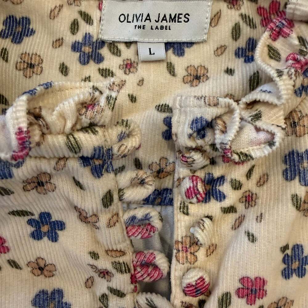 Olivia James The Label Floral Ruffle Dress Women’s Large Cottagecore Prairie Mid - Picture 2 of 6